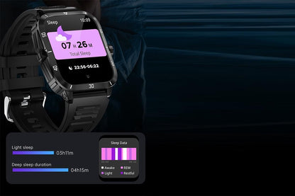 Waterproof Smartwatch for Men Android iOS Phones Smart Watch Fitness Tracker 1.96 Inch Heart Rate Sport Pedometer Sleep Digital Step Activity Monitor-Black Silver