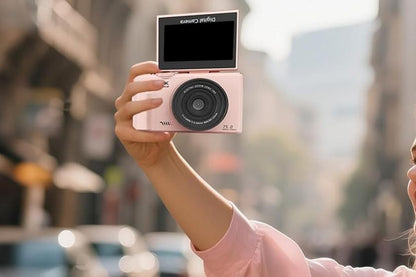 5K Digital Camera with 180-degree Flip Screen Vlogging Camera for YouTube -Pink