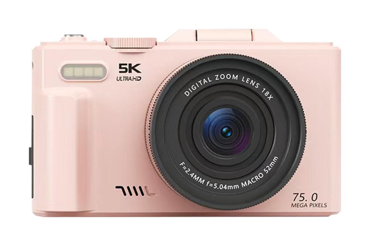 5K Digital Camera with 180-degree Flip Screen Vlogging Camera for YouTube -Pink