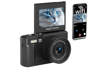 5K Digital Camera with 180-degree Flip Screen Vlogging Camera for YouTube -Pink