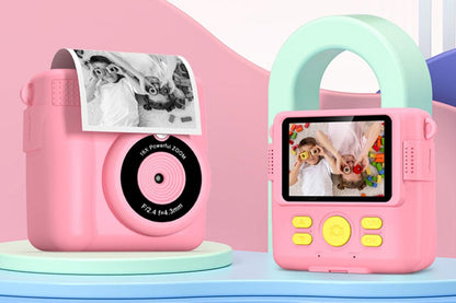 Instant Print Camera for Kids Zero Ink Print Photo Camera with 32G TF Card-Pink