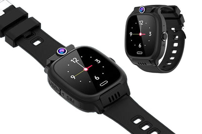 4G Smart Phone Watch Dual Positioning Alarm Water-Resistant Smart watch-Black
