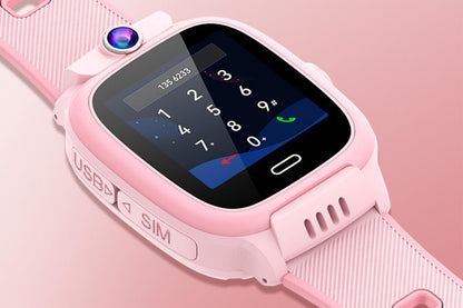 4G Smart Phone Watch Dual Positioning Alarm Water-Resistant Smart watch-Pink
