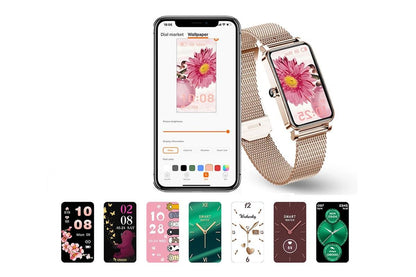 Smart Watch Women Fitness Tracker Sport Bracelet for Android iOS Phones-Gold