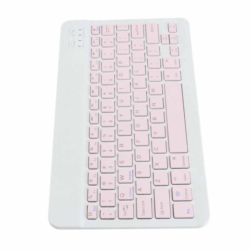 10 Inch Bluetooth Keyboard and Mouse Combo, Ultra Thin Quiet USB Charging DPI Adjustable(Pink)