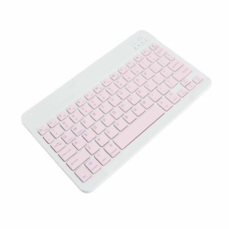 10 Inch Bluetooth Keyboard and Mouse Combo, Ultra Thin Quiet USB Charging DPI Adjustable(Pink)
