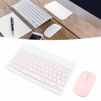 10 Inch Bluetooth Keyboard and Mouse Combo, Ultra Thin Quiet USB Charging DPI Adjustable(Pink)