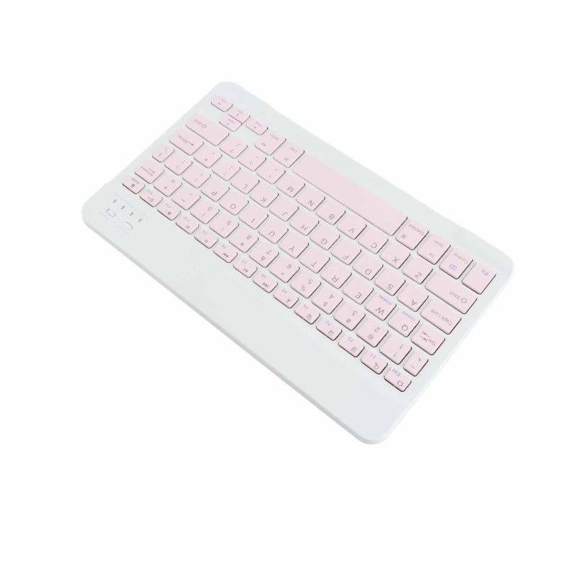 10 Inch Bluetooth Keyboard and Mouse Combo, Ultra Thin Quiet USB Charging DPI Adjustable(Pink)