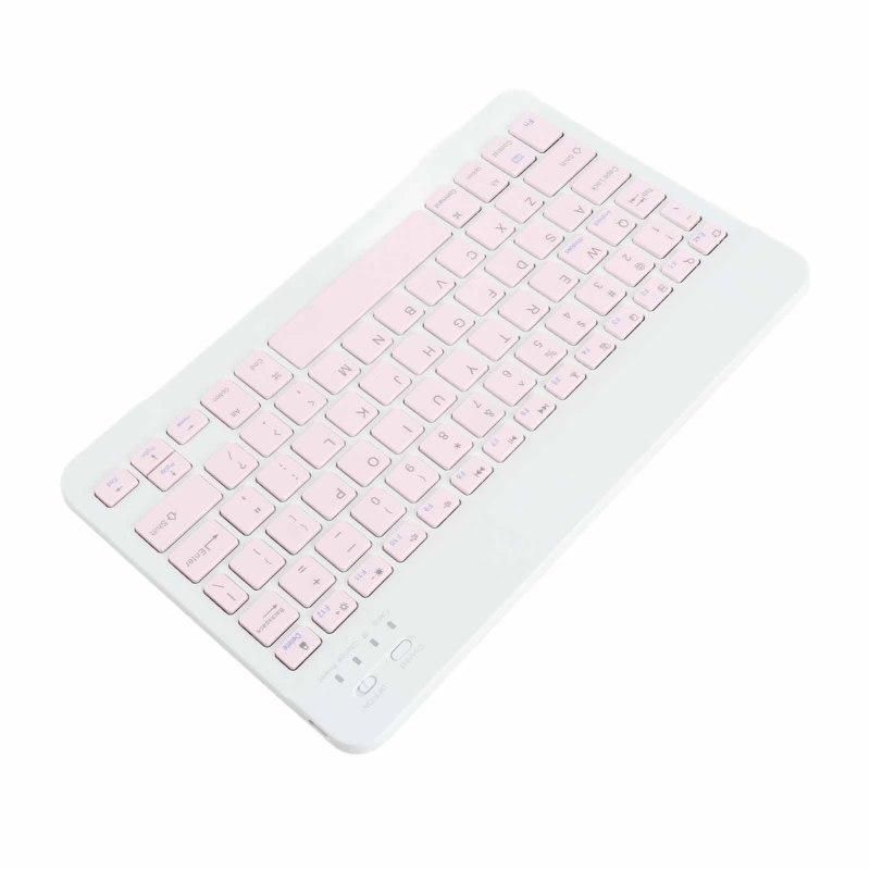 10 Inch Bluetooth Keyboard and Mouse Combo, Ultra Thin Quiet USB Charging DPI Adjustable(Pink)