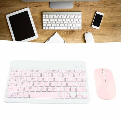 10 Inch Bluetooth Keyboard and Mouse Combo, Ultra Thin Quiet USB Charging DPI Adjustable(Pink)