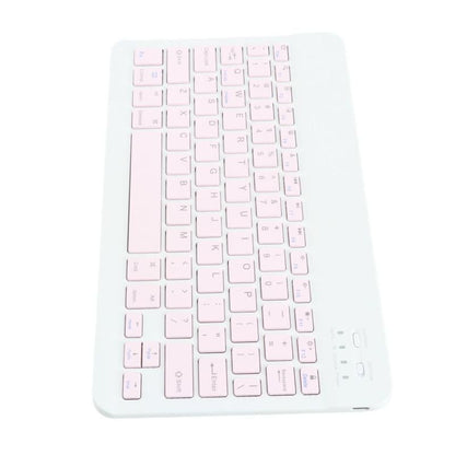 10 Inch Bluetooth Keyboard and Mouse Combo, Ultra Thin Quiet USB Charging DPI Adjustable(Pink)