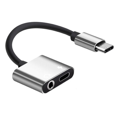 2-in-1 USB-C Charging 3.5mm Audio Adapter Converter For Type-C Android Smartphones(Silver)