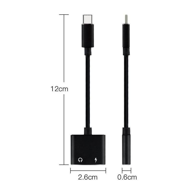 2-in-1 USB-C Charging 3.5mm Audio Adapter Converter For Type-C Android Smartphones(Silver)