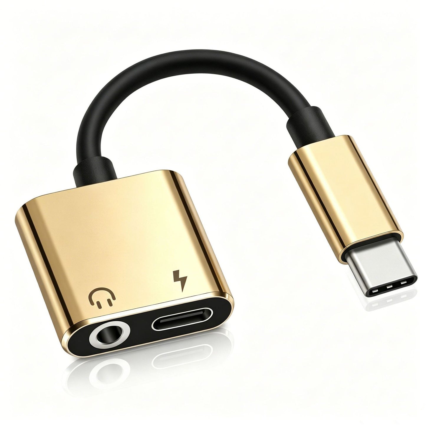 2-in-1 USB-C Charging 3.5mm Audio Adapter Converter For Type-C Android Smartphones(Gold)