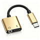 2-in-1 USB-C Charging 3.5mm Audio Adapter Converter For Type-C Android Smartphones(Gold)