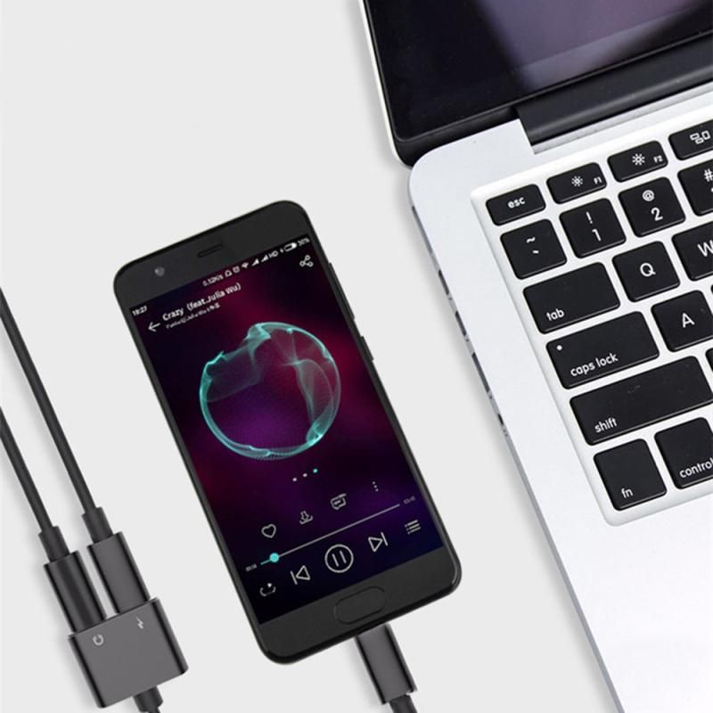 2-in-1 USB-C Charging 3.5mm Audio Adapter Converter For Type-C Android Smartphones(Pink)