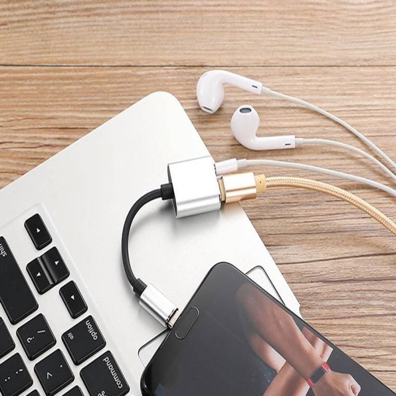 2-in-1 USB-C Charging 3.5mm Audio Adapter Converter For Type-C Android Smartphones(Red)