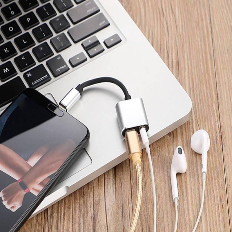 2-in-1 USB-C Charging 3.5mm Audio Adapter Converter For Type-C Android Smartphones(Red)