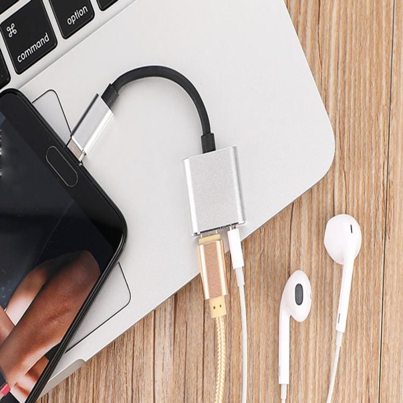2-in-1 USB-C Charging 3.5mm Audio Adapter Converter For Type-C Android Smartphones(Red)