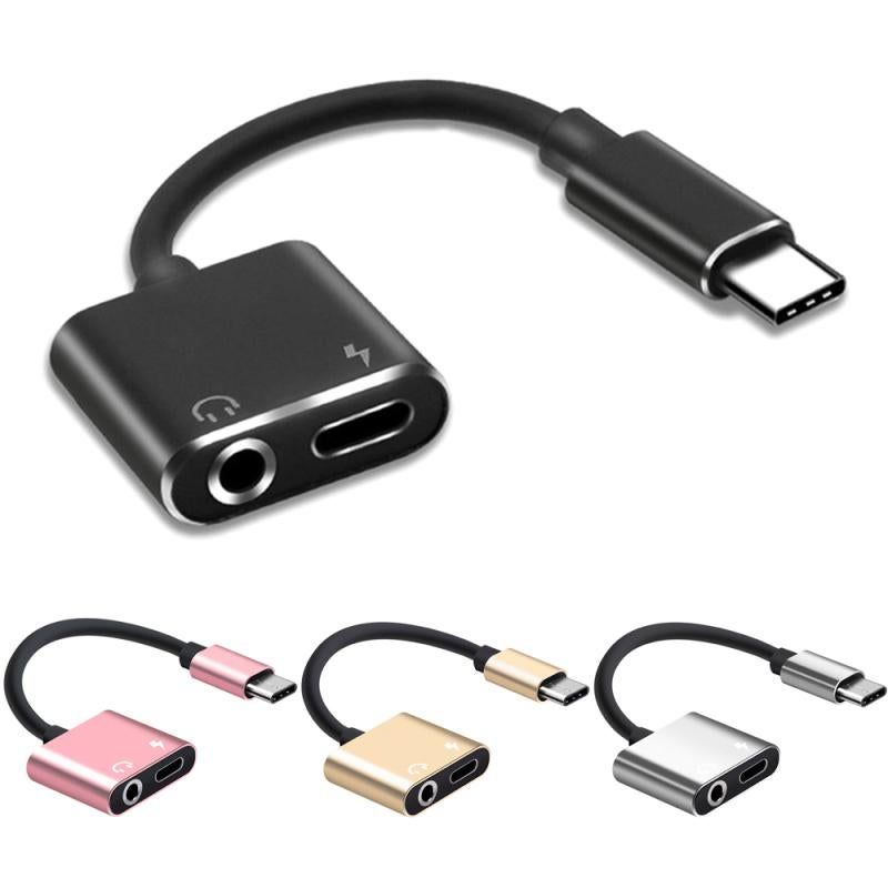 2-in-1 USB-C Charging 3.5mm Audio Adapter Converter For Type-C Android Smartphones(Red)