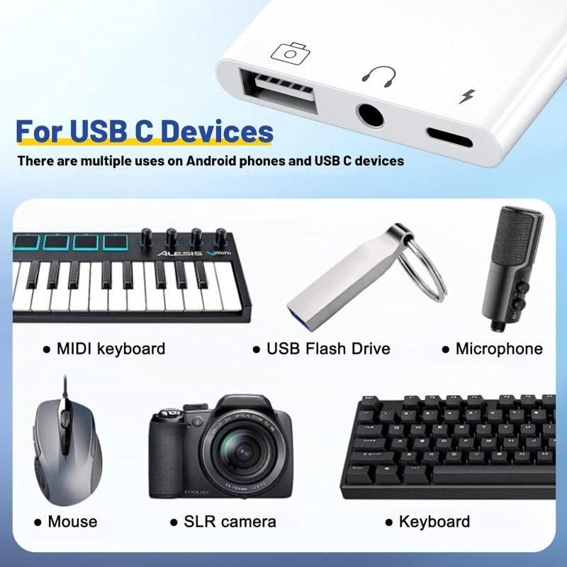 3-in-1 USB-C Adapter Fast Charging Lightning & 3.5mm Audio Port Multi Function Converter