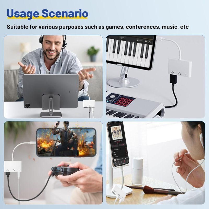 3-in-1 USB-C Adapter Fast Charging Lightning & 3.5mm Audio Port Multi Function Converter