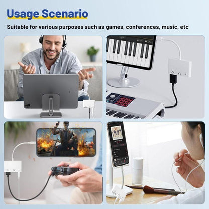3-in-1 USB-C Adapter Fast Charging Lightning & 3.5mm Audio Port Multi Function Converter