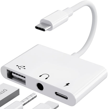 3-in-1 USB-C Adapter Fast Charging Lightning & 3.5mm Audio Port Multi Function Converter