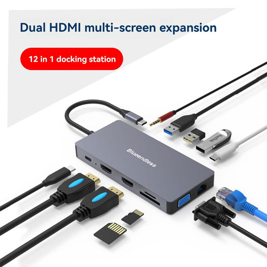 Docking Station 12 in 1 Dual HDMI USB C Hub 4K Multiport Adapter Laptop Expansion