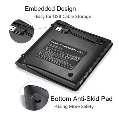 External CD Drive USB 3.0 Slim DVD Burner High Speed Data Transfer for Laptop Desktop Black