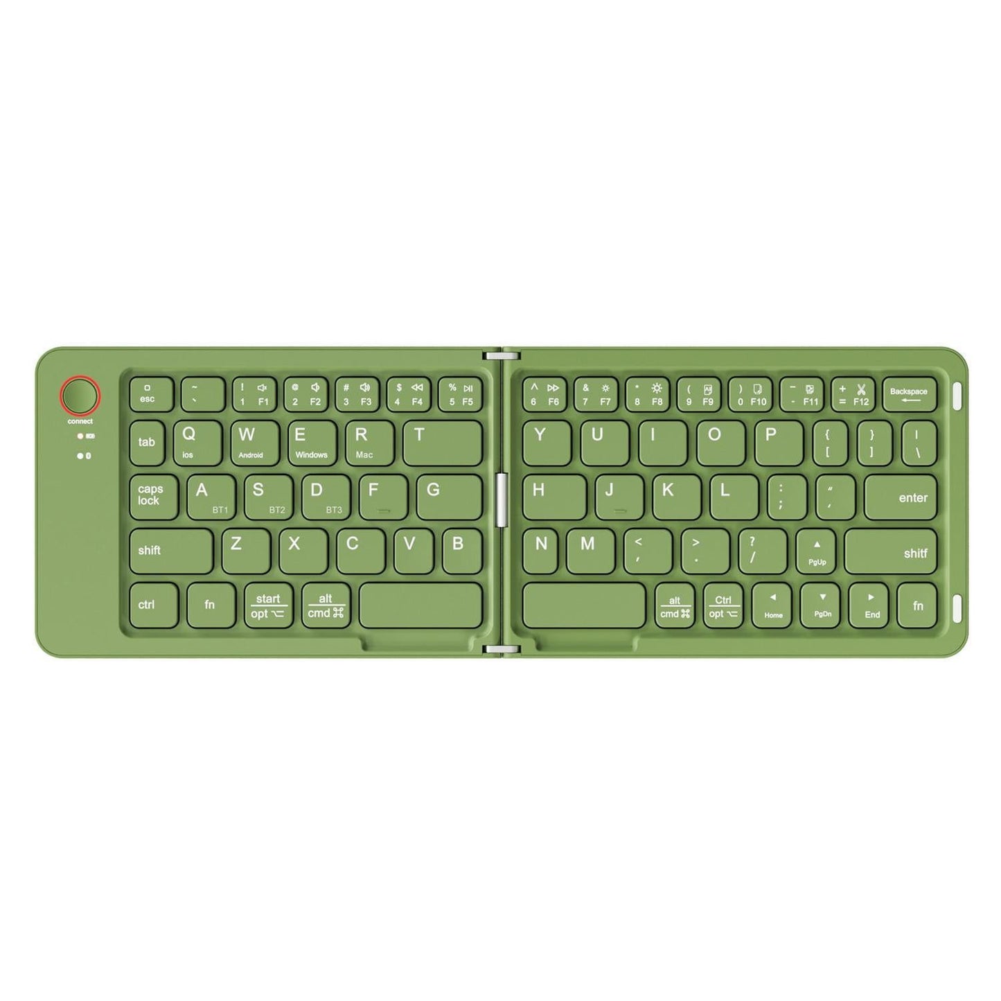 Foldable Bluetooth Keyboard B023 Dual Fold Portable Keyboard 3 Device Connection Green