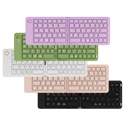 Foldable Bluetooth Keyboard B023 Dual Fold Portable Keyboard 3 Device Connection Green