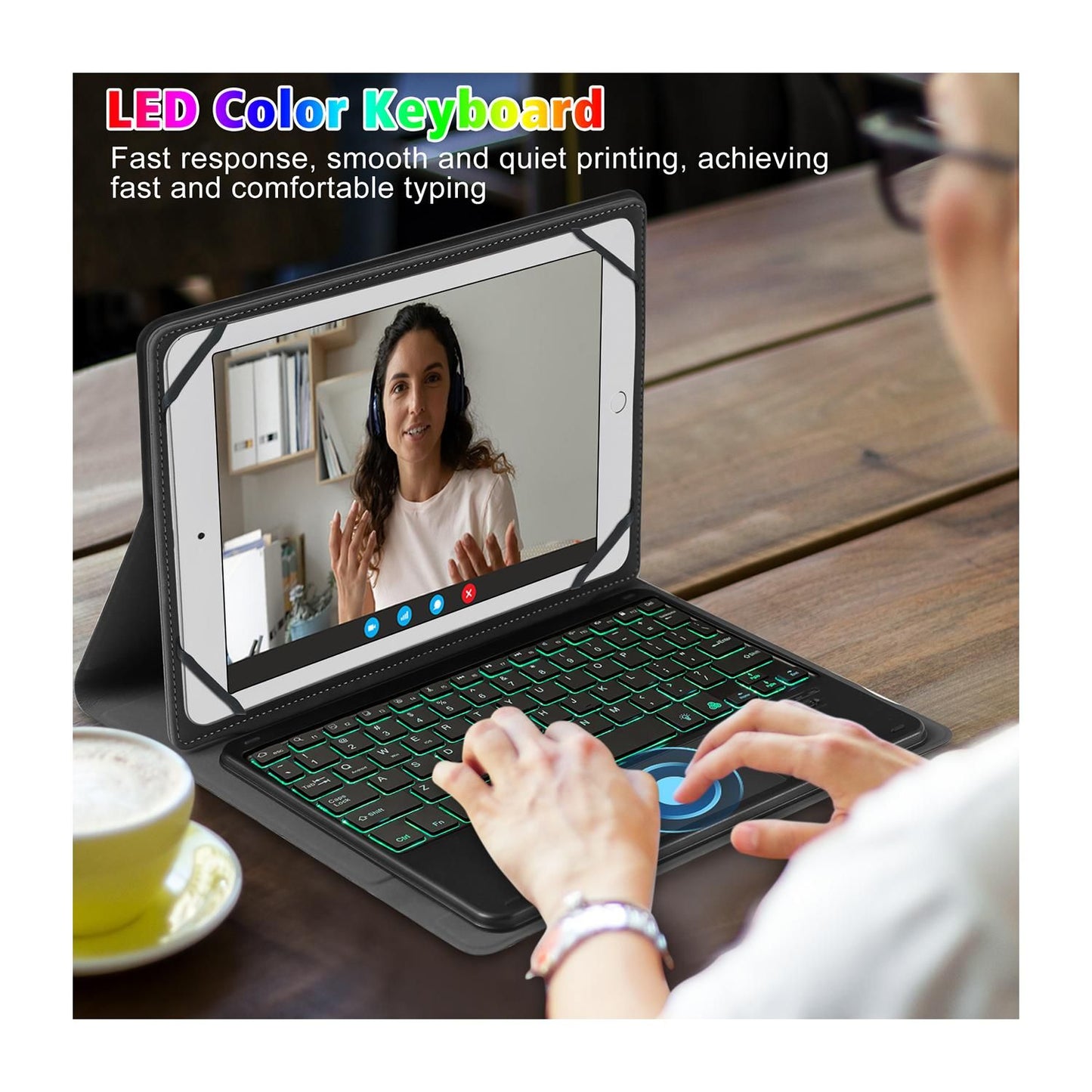 Tablet Keyboard Case Universal Bluetooth Backlit Touch Keyboard for 9-11 Inch Tablets