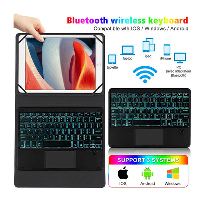 Tablet Keyboard Case Universal Bluetooth Backlit Touch Keyboard for 9-11 Inch Tablets