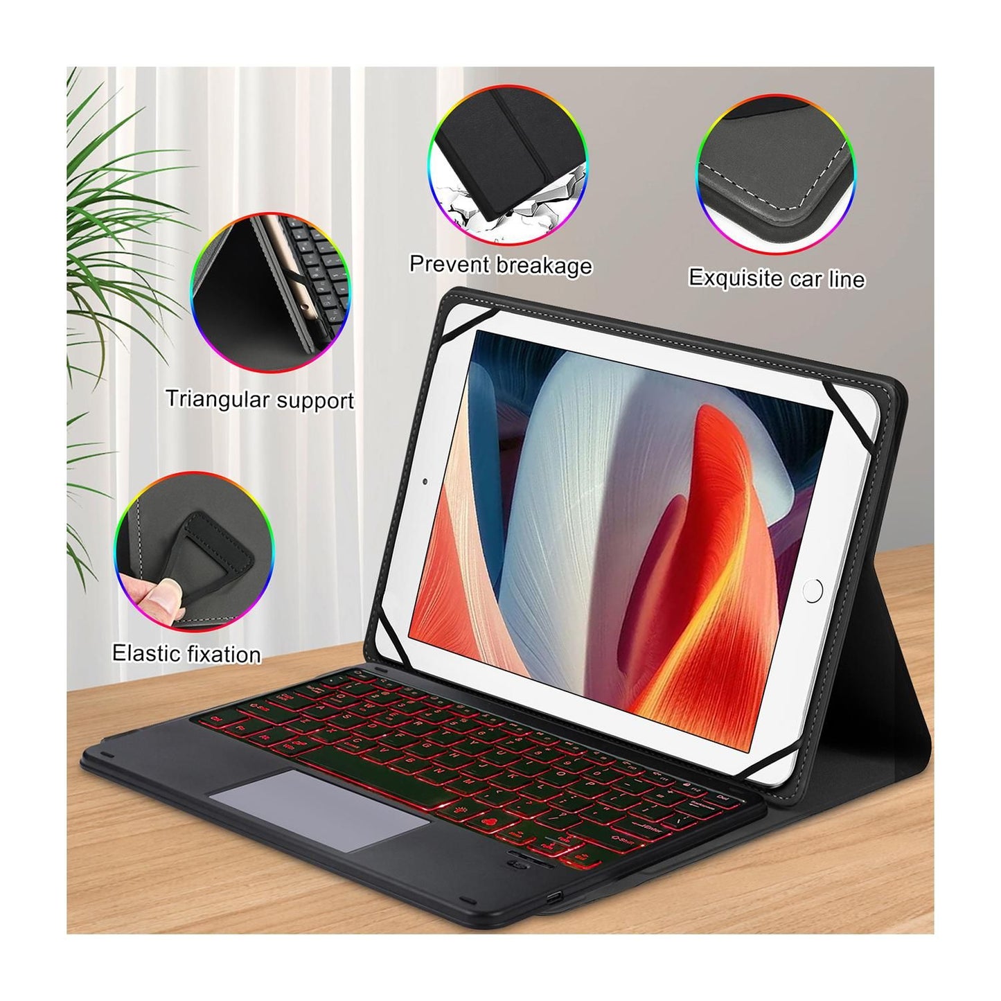 Tablet Keyboard Case Universal Bluetooth Backlit Touch Keyboard for 9-11 Inch Tablets