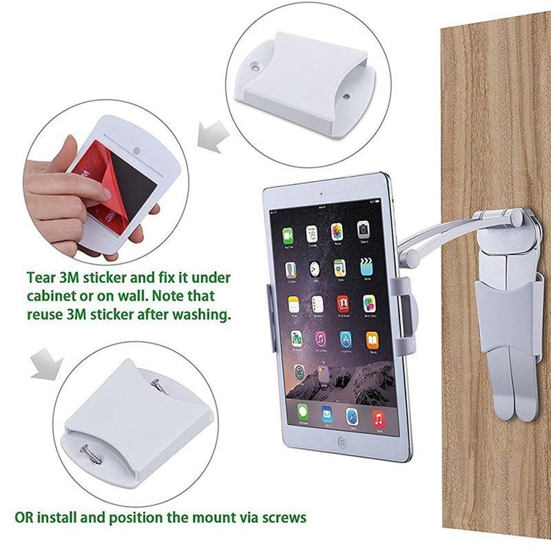 Tablet Stand Kitchen Desktop Aluminium Phone Tablet Stand Wall Mount Laptop Stand Large Clip