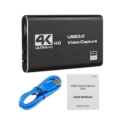 USB 3.0 Video Capture Card, High Resolution Game Live Stream Camera Recording Capture Adapter(Black)