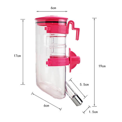 Hanging Pet Water Bottle 350ML Cage Mounted Feeder with Steel Ball Nozzle - Blue