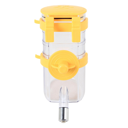 Hanging Pet Water Bottle 350ML Cage Mounted Feeder with Steel Ball Nozzle - Yellow