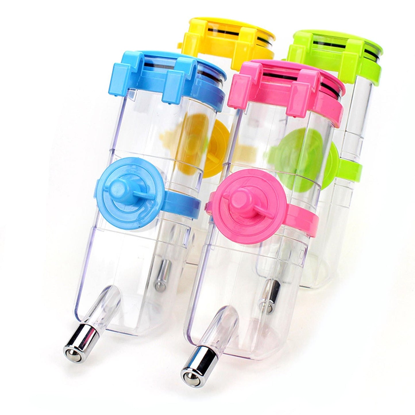 Hanging Pet Water Bottle 350ML Cage Mounted Feeder with Steel Ball Nozzle - Yellow