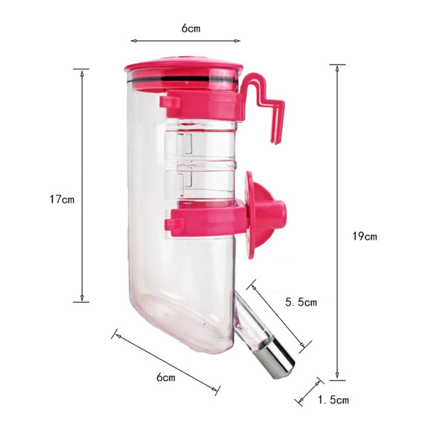 Hanging Pet Water Bottle 350ML Cage Mounted Feeder with Steel Ball Nozzle - Yellow