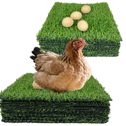 Chicken Nesting Pads 12 Pack Washable Artificial Grass Egg Mats 12x12 Inch Green