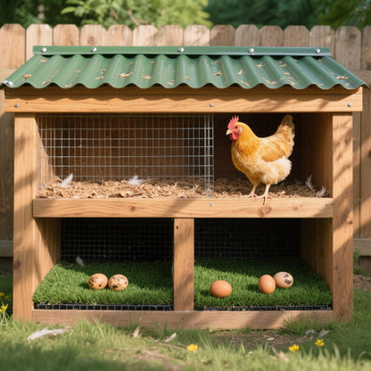 Chicken Nesting Pads 12 Pack Washable Artificial Grass Egg Mats 12x12 Inch Green