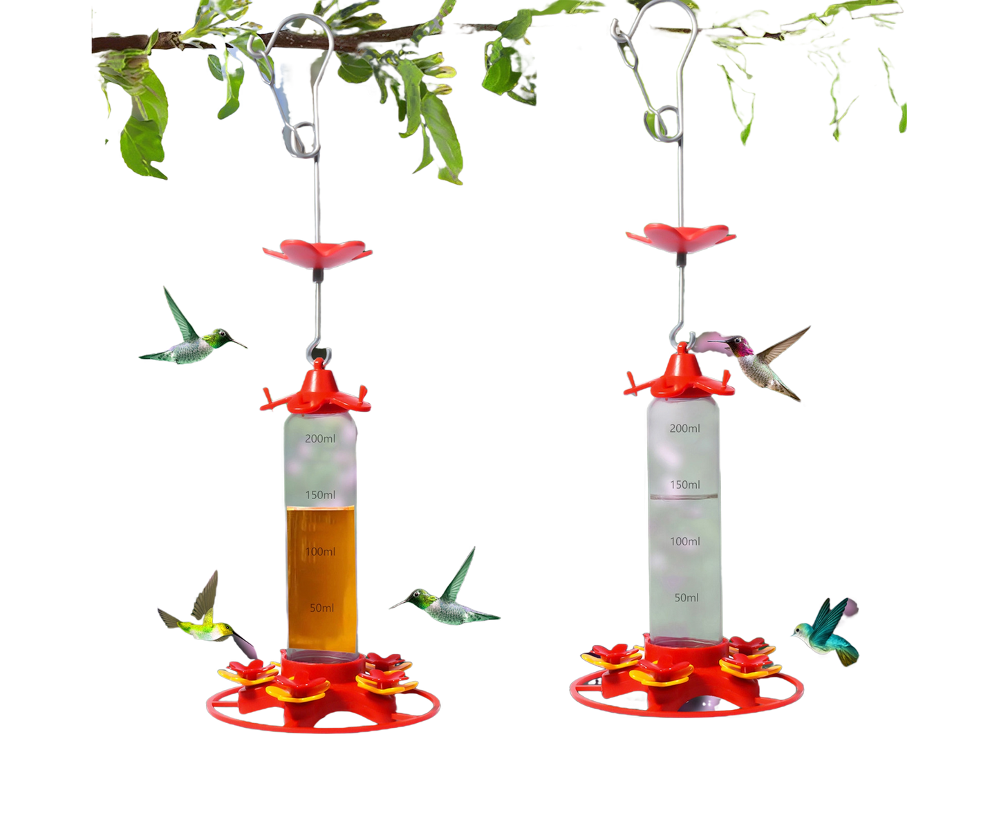 Hanging Feeder Hook Leakproof Hummingbird Feeder - Red