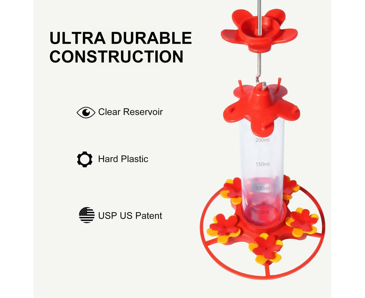 Hanging Feeder Hook Leakproof Hummingbird Feeder - Red