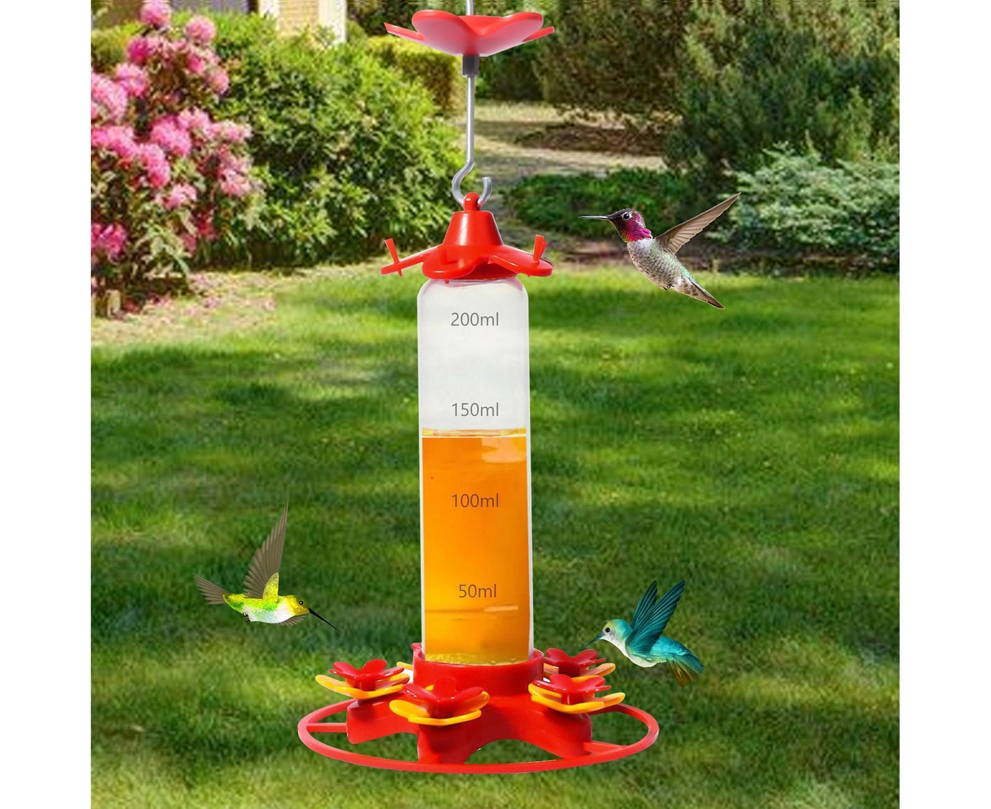 Hanging Feeder Hook Leakproof Hummingbird Feeder - Red