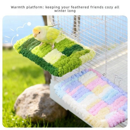 Thick Fleece Warm Heated Bird Perch Stand Winter Foot Warmer Toy for Parakeets Lovebirds