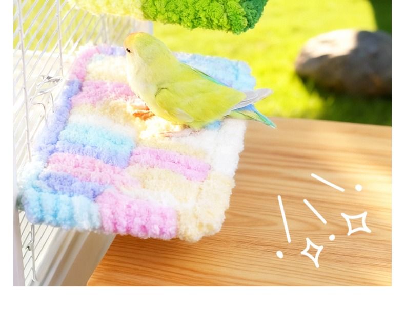 Thick Fleece Warm Heated Bird Perch Stand Winter Foot Warmer Toy for Parakeets Lovebirds GREEN