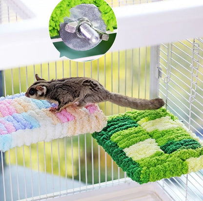 Thick Fleece Warm Heated Bird Perch Stand Winter Foot Warmer Toy for Parakeets Lovebirds GREEN