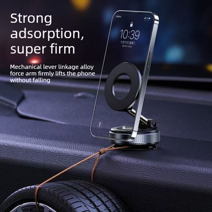Vacuum and Magnetic Car Phone Mount, 3-Axis Foldable and Rotating Navigation Mount, Residue-Free Universal Desktop/Car Phone Mount - Black